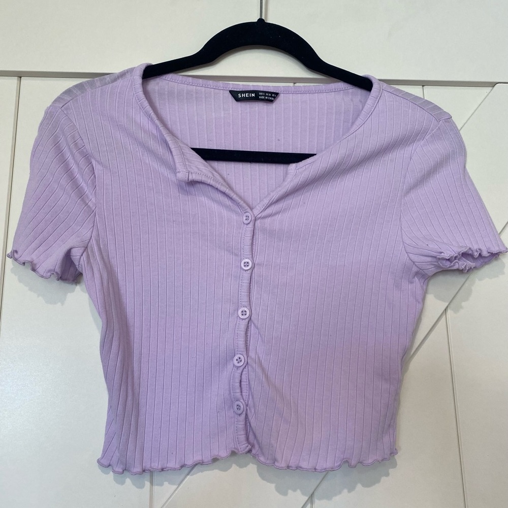 Lavender lettuce hem Crop Top